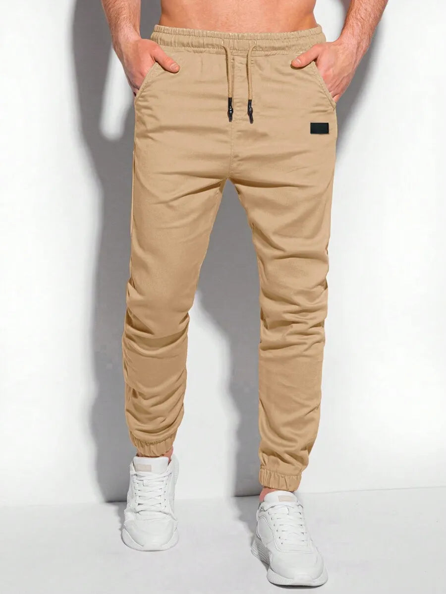 Men's Jogger Pants With Drawstring Waist And Ribbed Hem