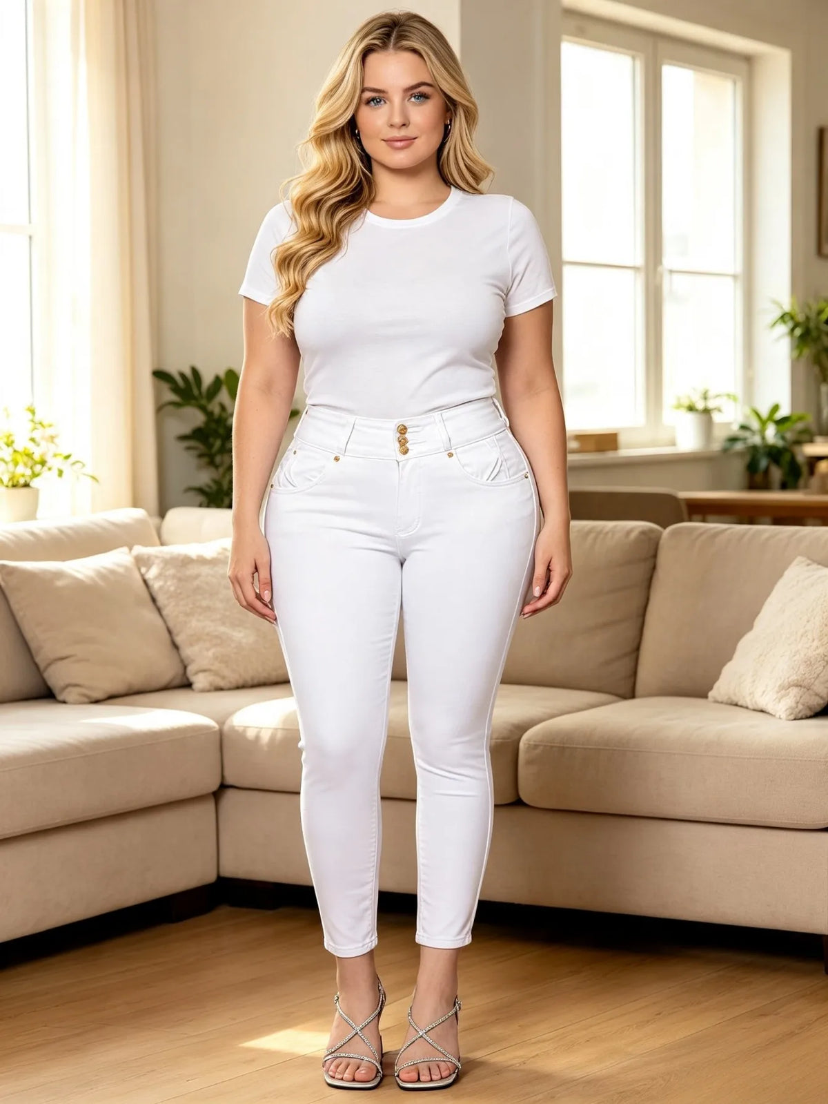 Women's High Waist Tummy Control Stretch Skinny Jeans