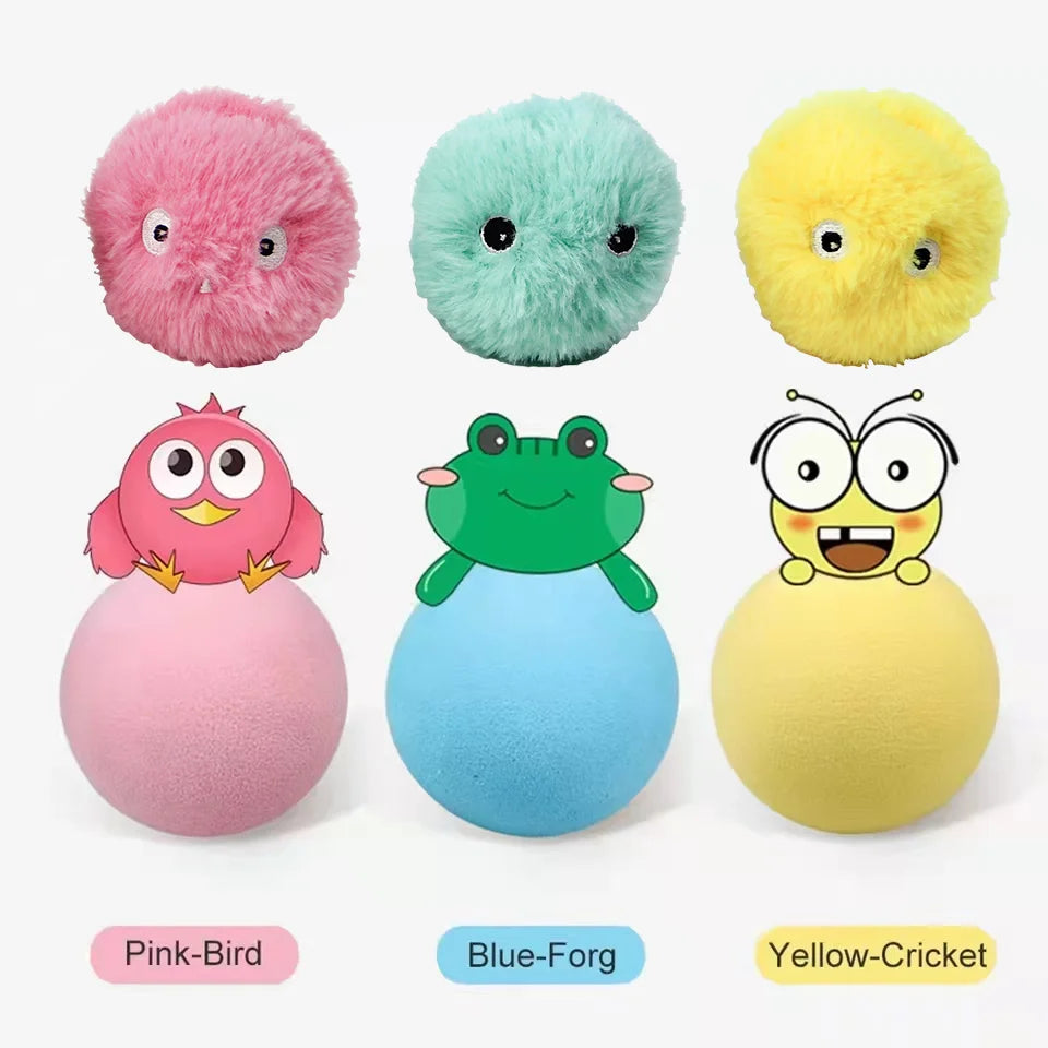 Interactive Plush Cat Ball Squeak Toy With Catnip Training