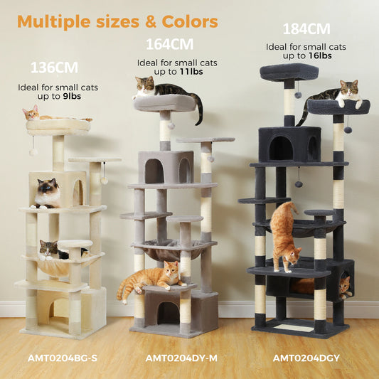 Large Cat Tree And Tower For Indoor Cats With Hammocks