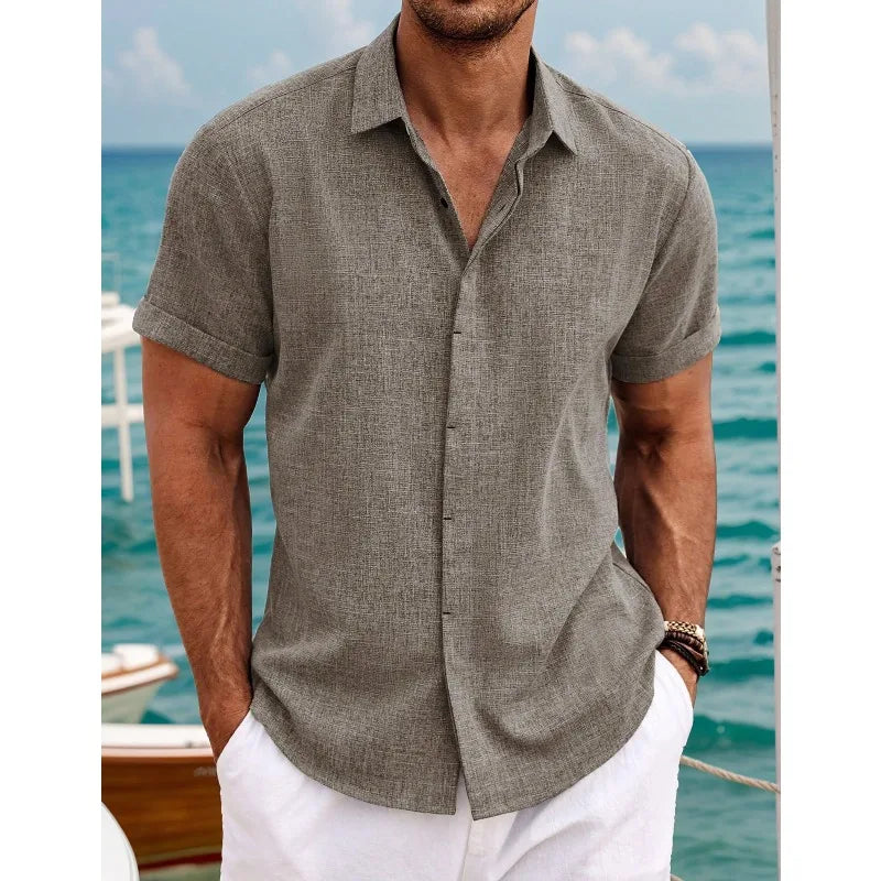 Men's Linen Short Sleeve Shirt For Breathable Everyday Comfort