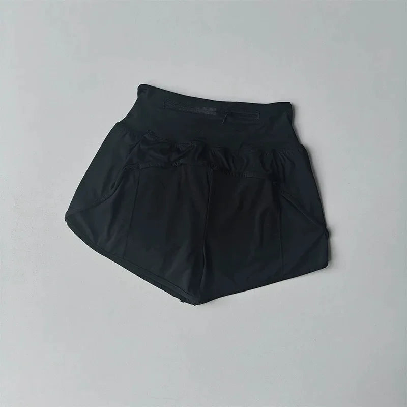 Women High Waist Yoga Sports Shorts With Anti Glare Lining