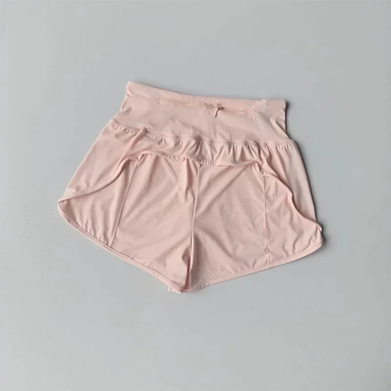 Women High Waist Yoga Sports Shorts With Anti Glare Lining