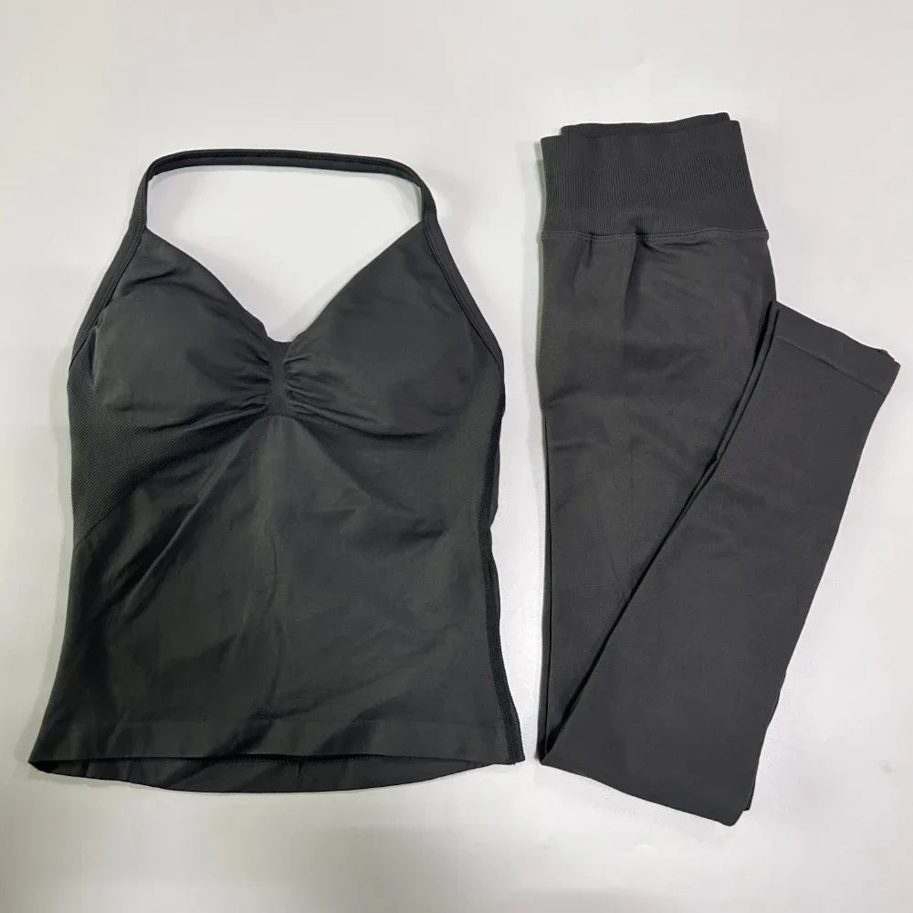 Seamless Womens Workout Set With Tank Top And Leggings