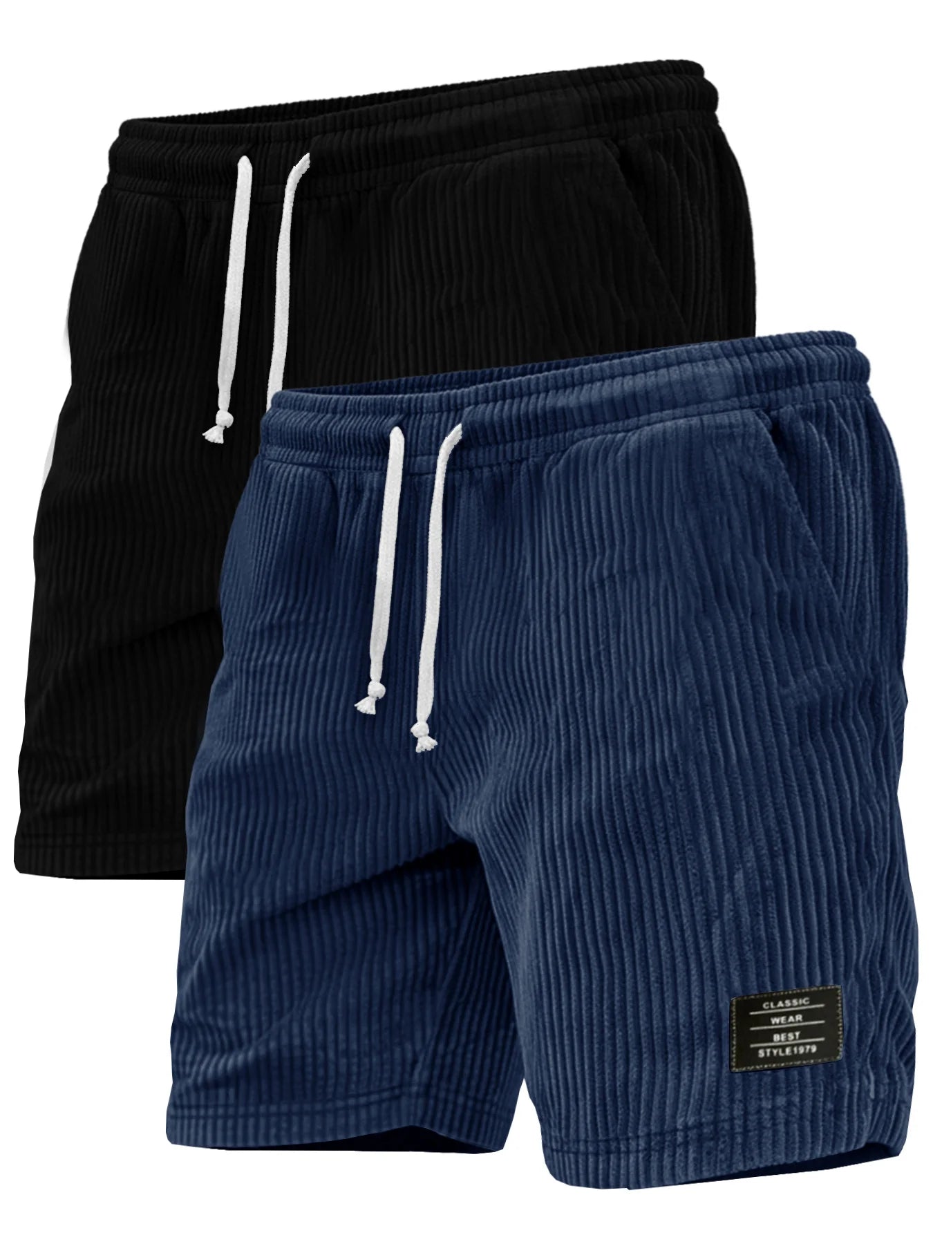 Men's Thick Striped Corduroy Shorts 2 Piece Casual Set