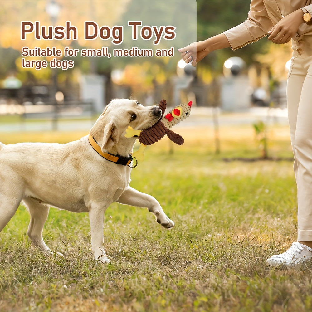 Plush Dog Squeaky Toys; Pack Of 5