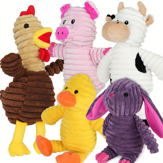 Plush Dog Squeaky Toys; Pack Of 5