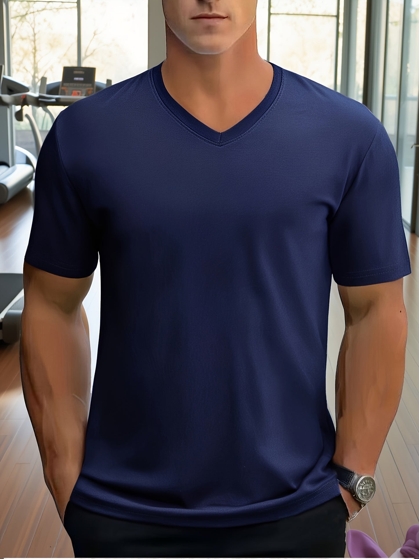 3pcs Men's Casual Sports V-neck T-shirt