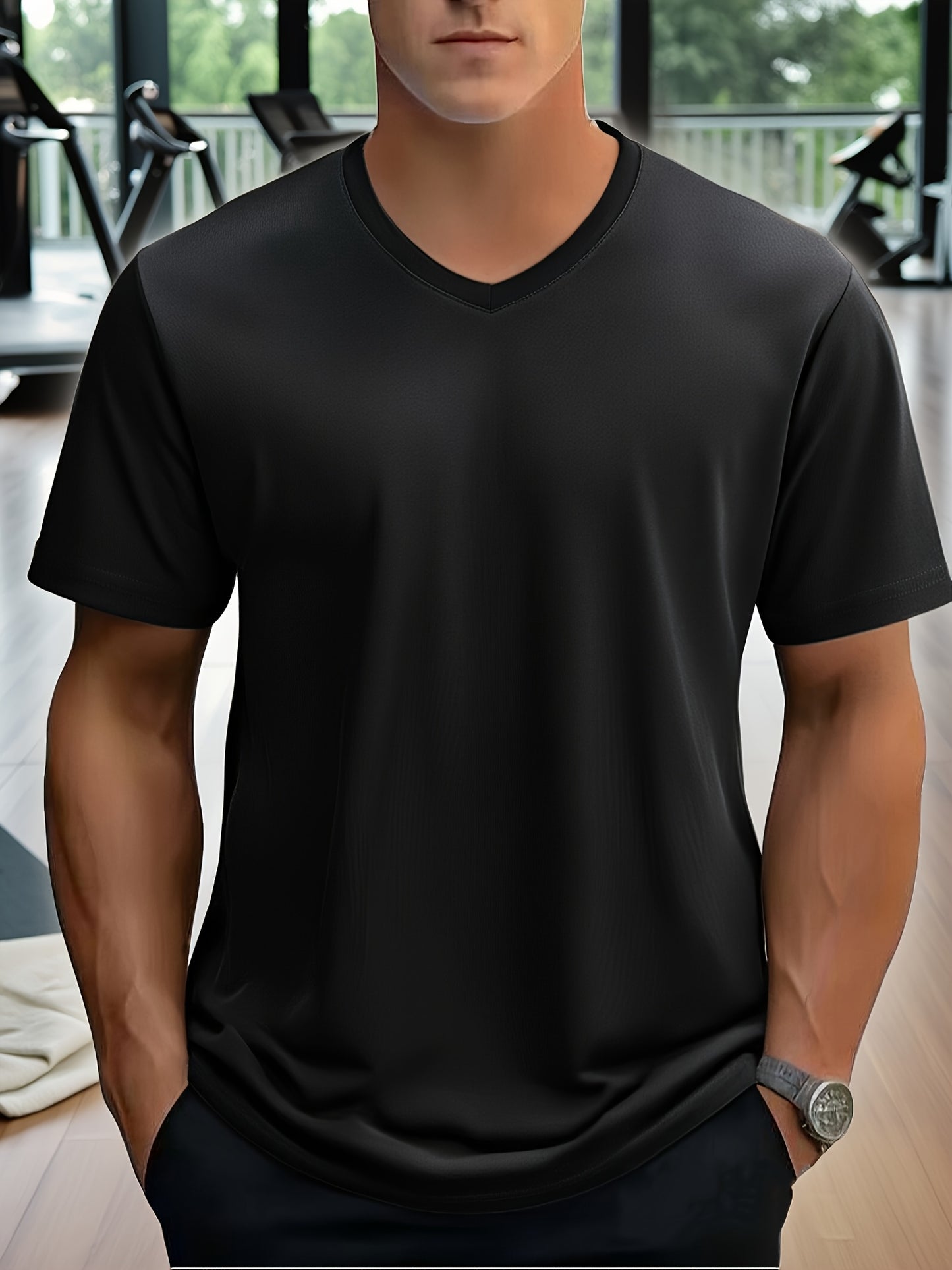 3pcs Men's Casual Sports V-neck T-shirt