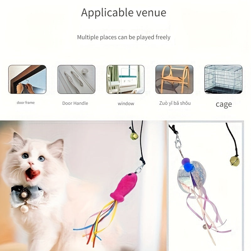 Premium Plush Cat Toys Set With Feather Wands For Cats