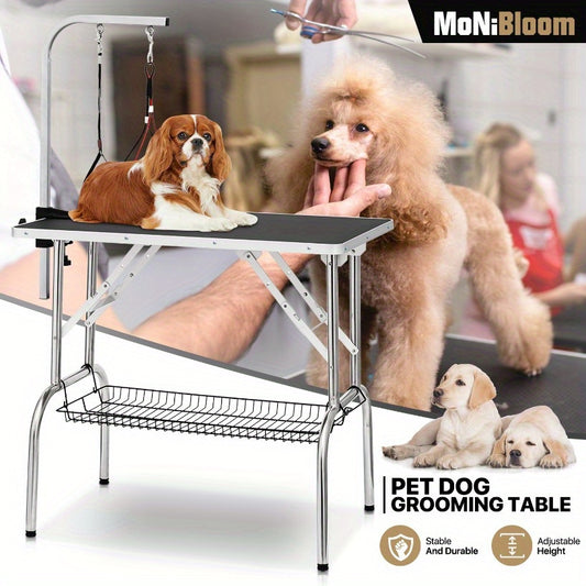 32 Inch Heavy-Duty Folding Dog Grooming Table With Arm