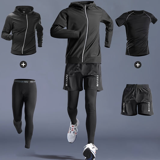Men 4 Piece Polyester Sports Set High Stretch Skinny Fit